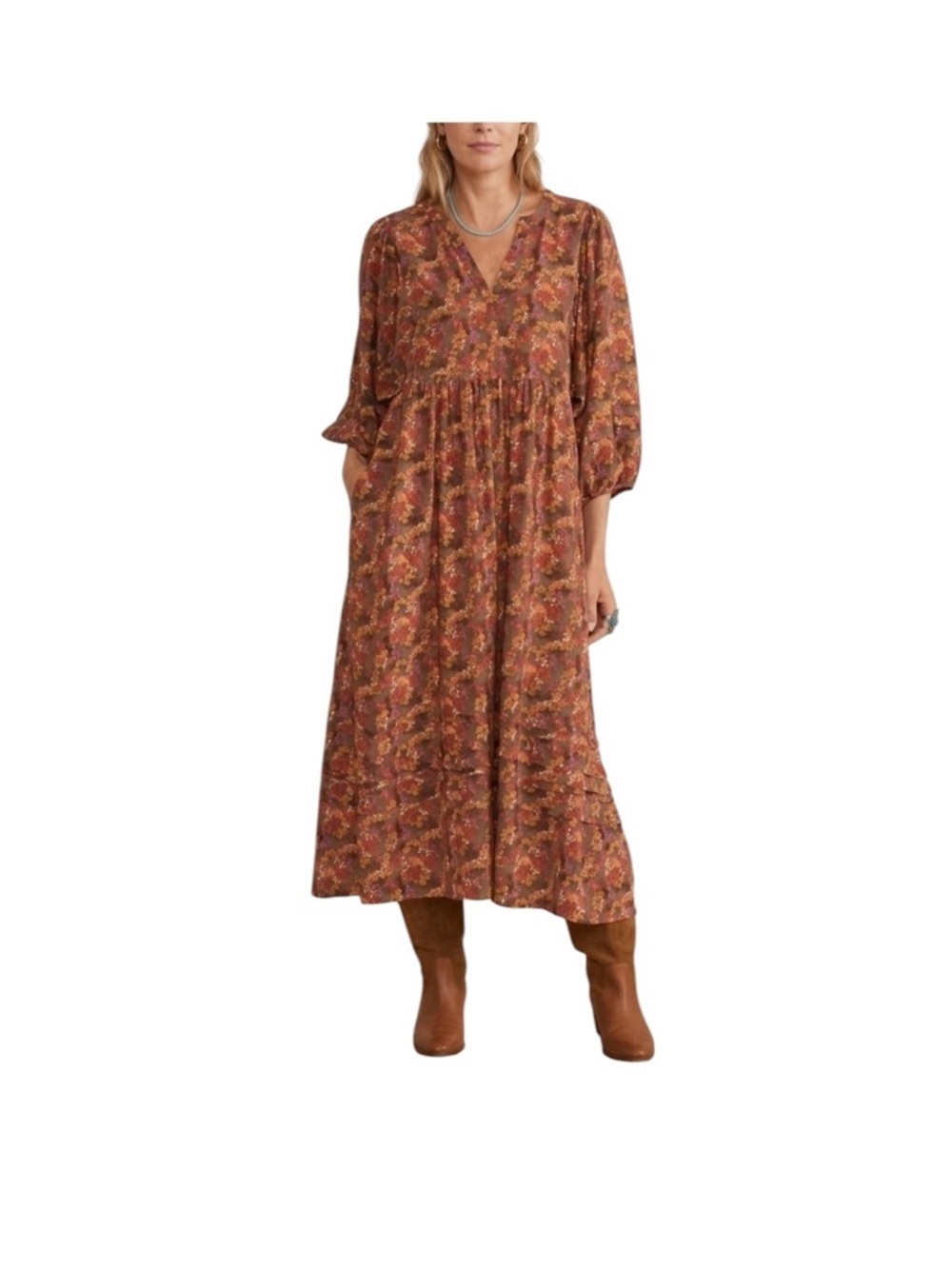 Marine Layer Lola Floral Print Midi Dress In Cheetah Size XS